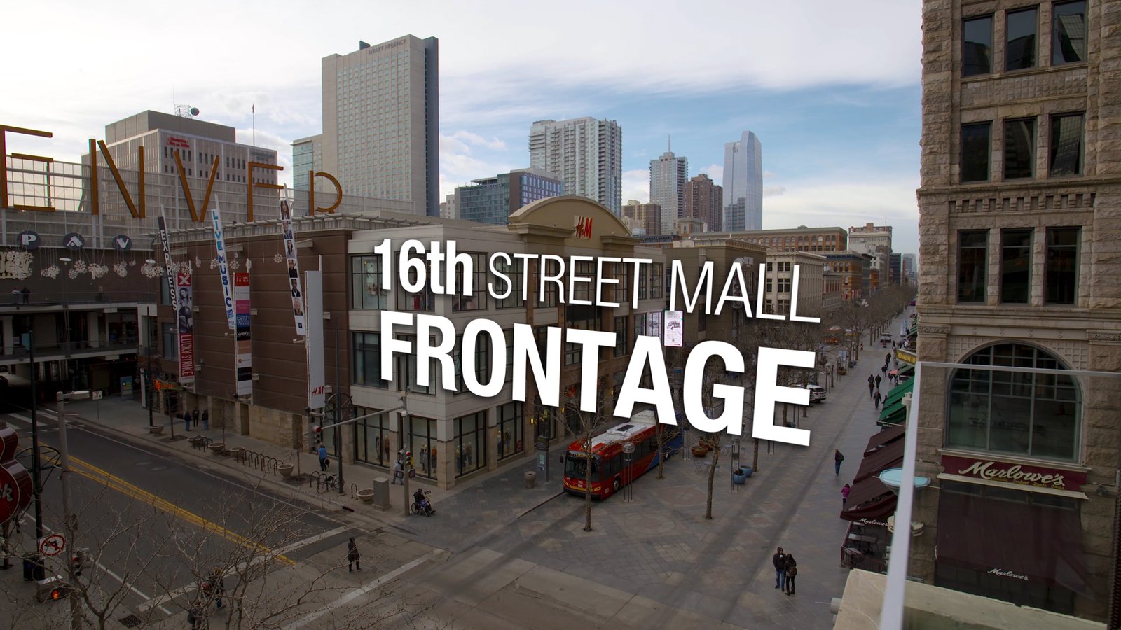16th street mall frontage drone photo