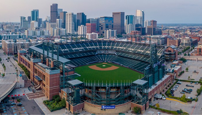 Aerial photography of Coors Field in Denver
